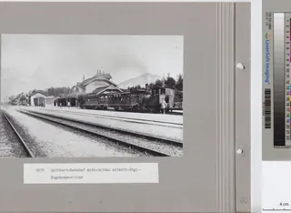 Bahnhof Arth-Goldau (Gotthardbahn), mit Zugskomposition der Arth- Rigi -Bahn, H 1/2 (ca. 1890)