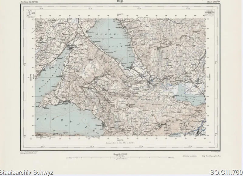 Topographische Karte: Section 16. Bl.VIII., Rigi, Blatt 209 bis. (1932)