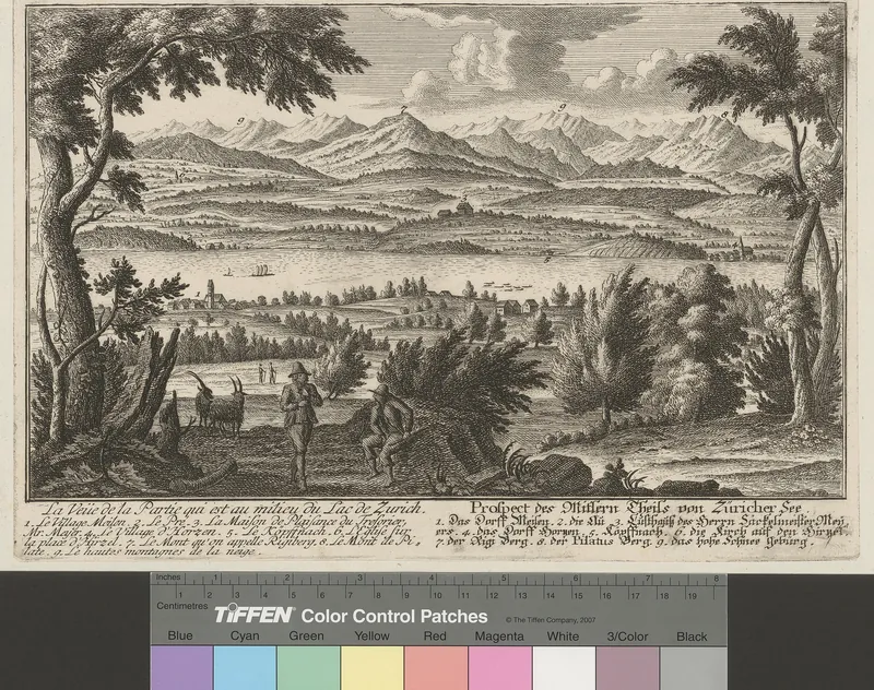 La Veüe de la Partie qui est au milieu du lac de Zurich: = Prospect des Mitlern Theils von Züricher See (between 1730 and 1735)