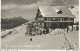 Gasthaus Hirschen, Haggenegg mit Rigi (1955)