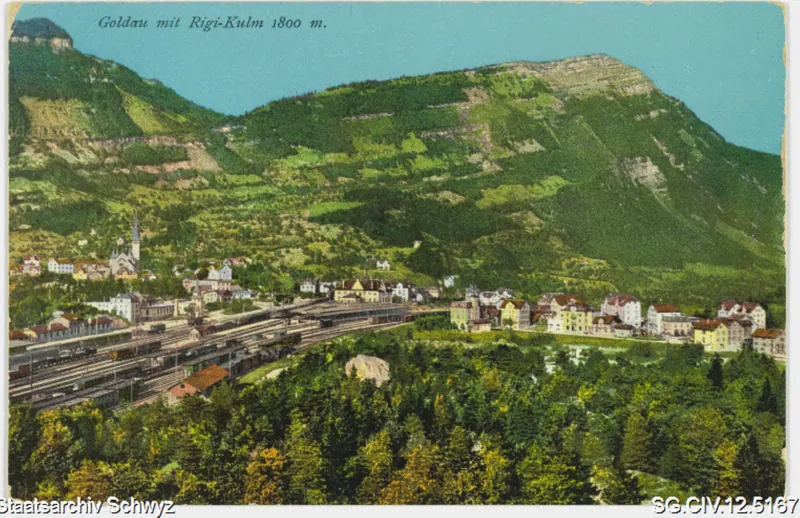 Goldau mit Rigi-Kulm 1800 m. (vor 1912)