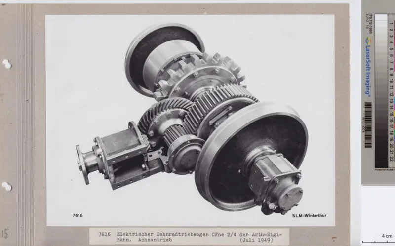 Elektrischer Zahnradtriebwagen CFhe 2/4 der Arth- Rigi -Bahn Achsantrieb (ca. 1949)