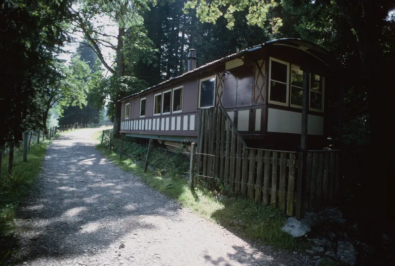 Rigi-Scheidegg Railway, on the former RSB route near Unterstetten, repurposed RSB wagon (8/1994)