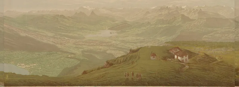Panorama vom Rigi-Kulm. Panorama du Rigi-Kulm. [Suisse] / G. Meyer pinx. Druck der Lithogr. ; Anstalt von C. Knüsli (1879)