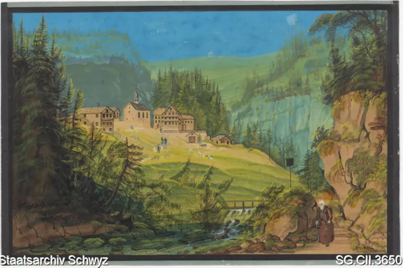 Ansicht von Osten auf den Kapellweiler Rigi-Klösterli (vor 1884)