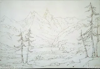 Blick von der Rigi über den Lauerzersee auf die Mythen (1800 - 1850)