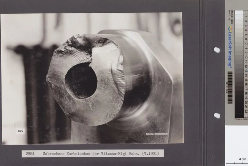 Gebrochene Kurbelachse der Vitznau- Rigi Bahn (ca. 05.1931)