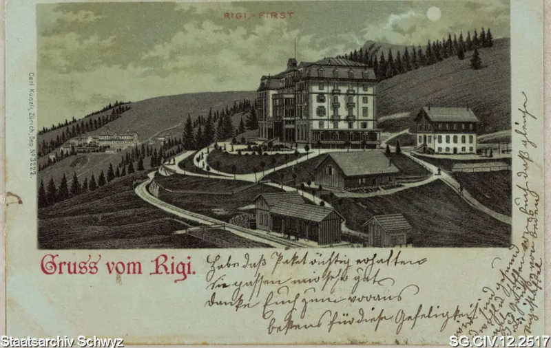 Rigi-First: Hotelanlage mit Bahnstation (1902)