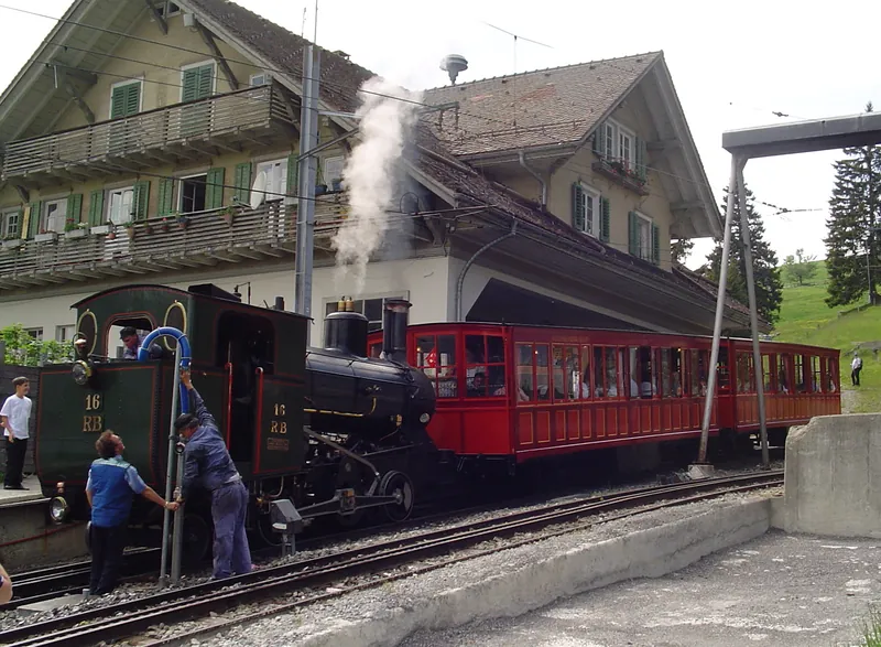 Historic steam train on the Rigi