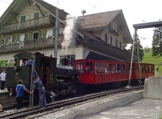Historic steam train on the Rigi