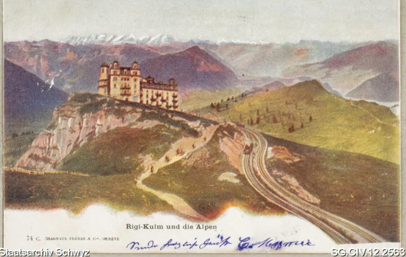 Rigi-Kulm: Hotel Schreiber und die Alpen (1902)