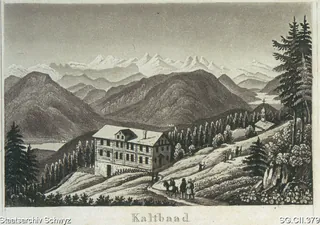 Gasthaus Rigi-Kaltbad und Kapelle St. Michael (ca. 1830)