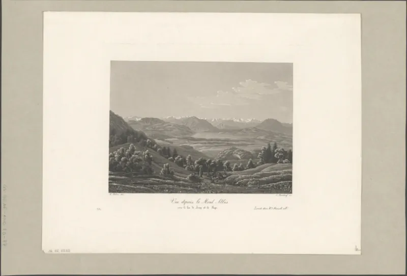 Vue depuis le Mont Albis vers le lac de Zoug et le Rigi (approx. 1830)