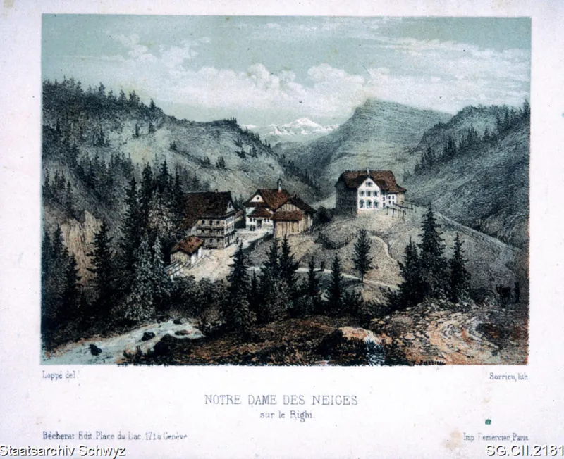 Rigi-Klösterlii mit Kapelle Maria zum Schnee (1850)