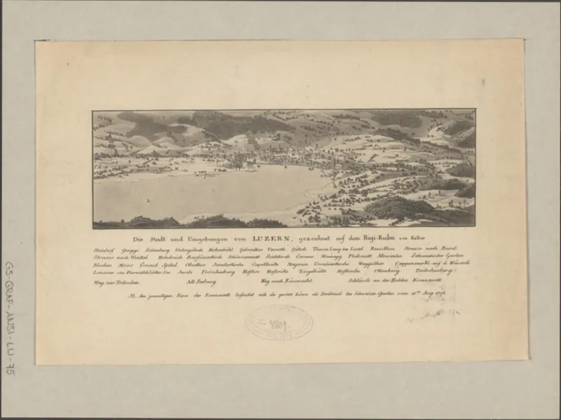 Die Stadt und Umgebung von Luzern, gezeichnet auf dem Rigi -Kulm von Keller (from 1821)