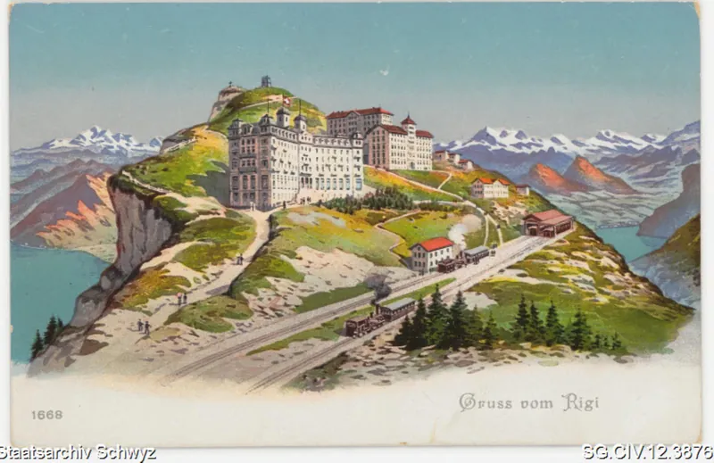 Gruss vom Rigi: Hotels, Bahn-Station auf Rigi-Kulm (keine Angabe)