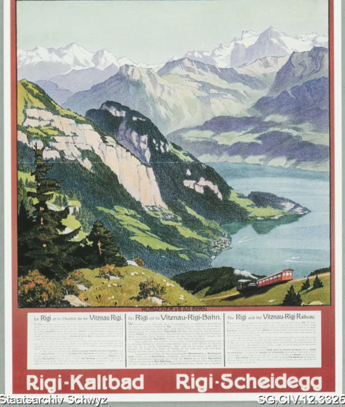 Plakat-Karte: Rigi-Bahn, Luzern-Vitznau-Rigi-Kulm (keine Angabe)