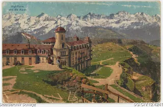 Rigi-Kulm mit Hotel Schreiber und den Alpen (1921)