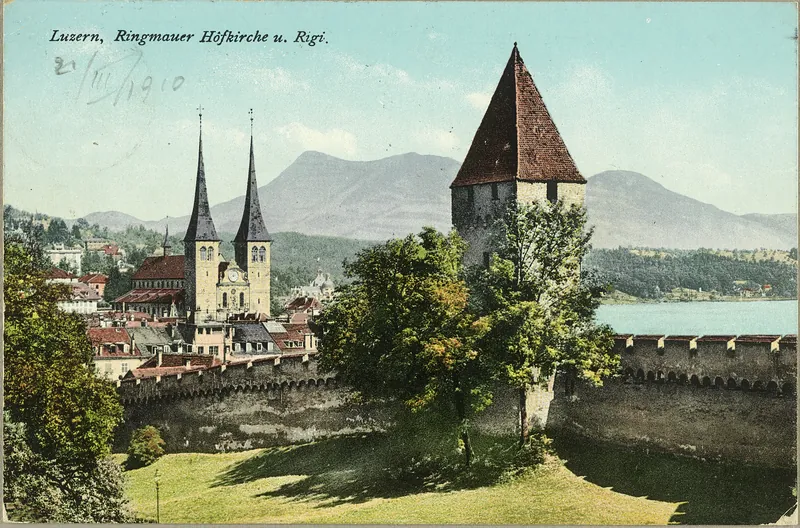 Lucerne, ring wall, court church and Rigi (vor 21.03.1910)