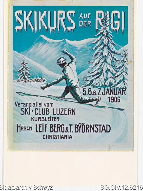 Werbeplakat: Ski-Kurs auf der Rigi (1906)