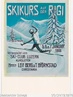 Werbeplakat: Ski-Kurs auf der Rigi (1906)