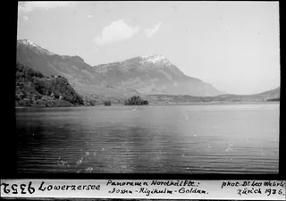 Lowerzersee, Panorama Nordhälfte, Dossen-Rigikulm-Goldau (1936)