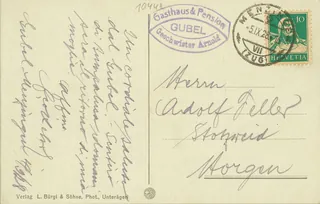 Menzingen, monastery, church and pension Gubel 912 m, Rigi 1800 m, Zugerberg 1044 m, Pilatus 2133 m (vor 05.09.1928)