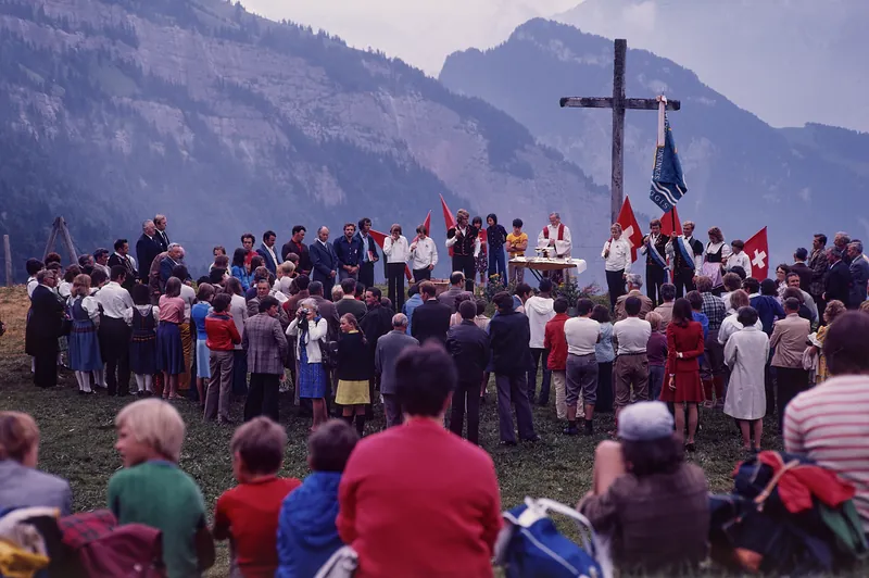 Rigi, St. Lorenz Day in Kaltbad, outdoor church service (1975)