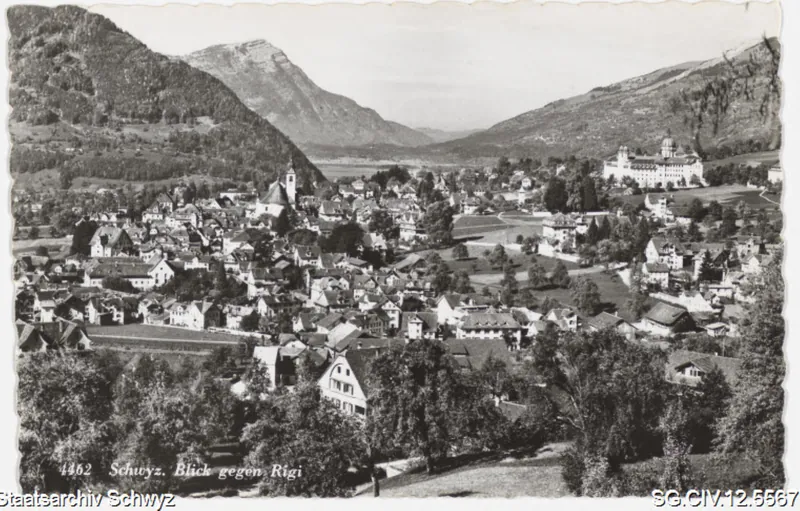 Schwyz, Blick gegen Rigi (ca. 1950)