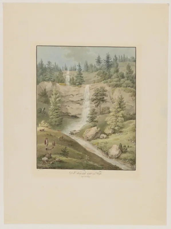 Der Wasserfall hinter dem Kloster auf dem Rigi (19th cent.)