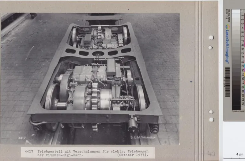 Triebgestell mit Verschalungen für Elektrischer Triebwagen der Vitznau- Rigi -Bahn (ca. 1937)