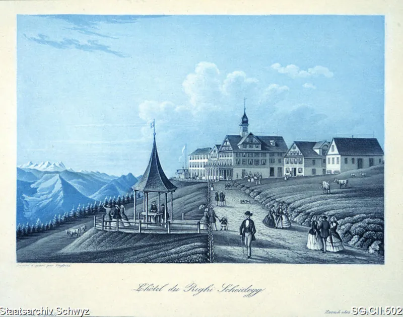 Hotel Rigi Scheidegg mit Aussichtskänzeli (ca. 1860)