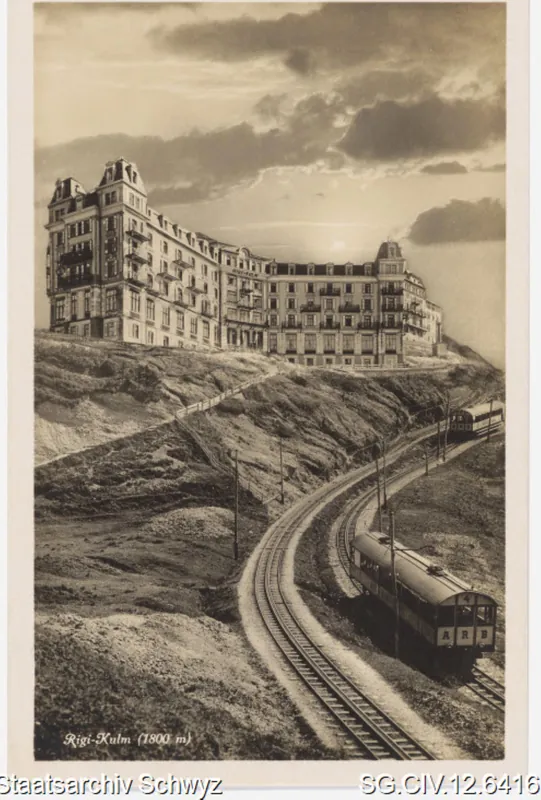 Rigi-Kulm mit Hotel und Arth-Rigi-Bahn (ca. 1929)