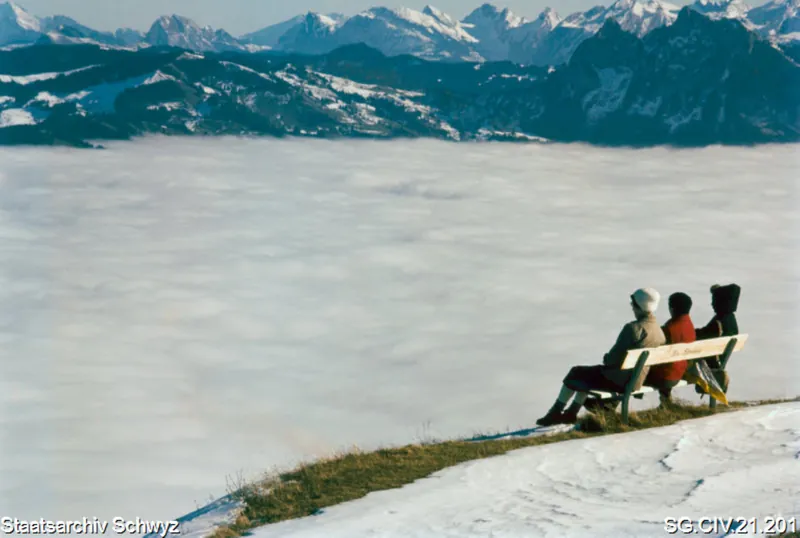 Blick von der Rigi auf das Nebelmeer (zwischen 1950 und 1980)