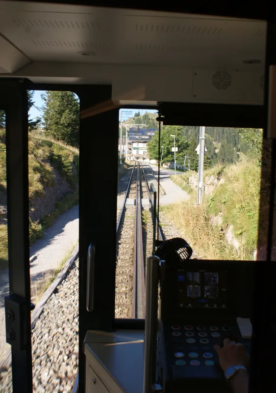 Rack railway Vitznau to Rigi (Kulm)-railway station Kaltbad-First-track-01ASD (2023-09-04)