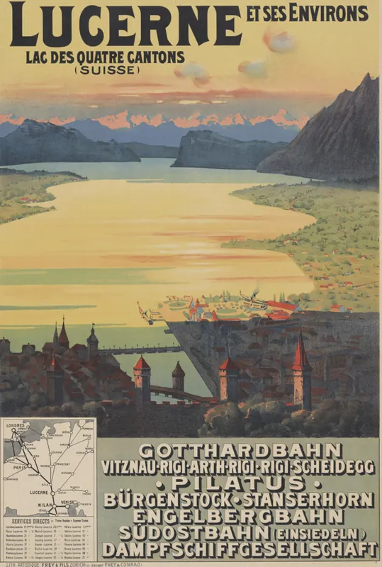 LUCERNE ET SES ENVIRONS LAC DES QUATRE CANTONS (SUISSE) Gotthardbahn. Vitznau- Rigi -Arth- Rigi - Rigi -Scheidegg. Pilatus. Bürgenstock-Stanserhorn. Engelbergbahn. Südostbahn (Einsiedeln). Dampfschiffgesellschaft (1912)