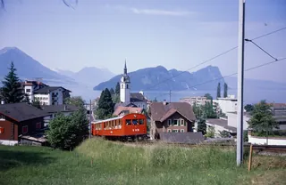 Vitznau, Vitznau-Rigi Railway (VRB), Bhe 2/4 railcar with a trailer car (1975)
