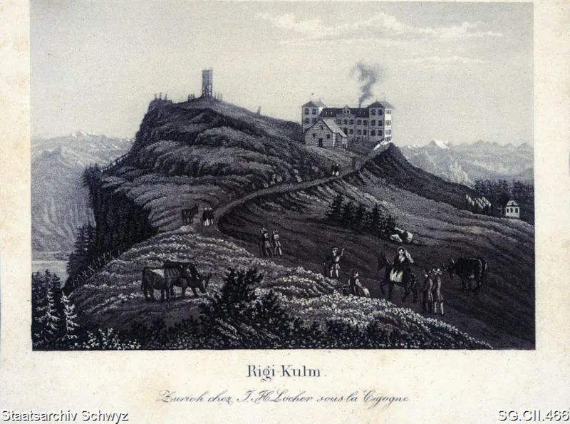 Gasthaus auf Rigi-Kulm mit Aussichtsturm (1847 - 1856)