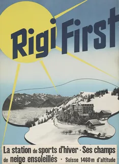 Rigi First La station de sports d'hiver. Ses champs de neige ensoleillés. Suisse 1460m d'altitude (ca. 1933)