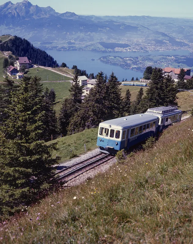 Above Rigi-Staffel, ARB BDhe 2/4 railcar with Bt control car (1975)