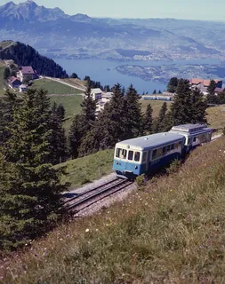 Above Rigi-Staffel, ARB BDhe 2/4 railcar with Bt control car (1975)