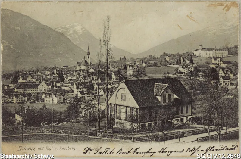 Schwyz mit Rigi und Rossberg (1909)