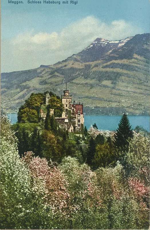 Meggen, Habsburg Castle [Neuhabsburg] with Rigi (vor 13.07.1927)
