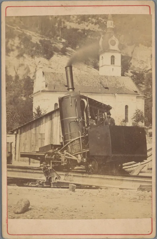 Stoomlocomotief van de kabelspoorweg op de Rigi, RP-F-F21281 (ca. 1875 - ca. 1890)