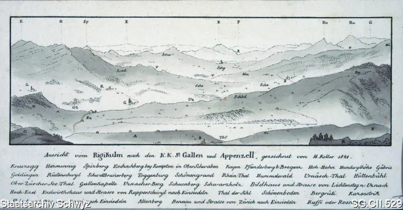 Aussicht von Rigi-Kulm nach St. Gallen und Appenzell (1821)