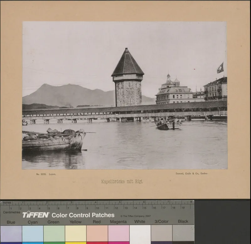 Kapellbrücke mit Rigi. (1886)