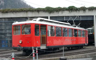 A Rail vehicle of Rigi Bahnen at Vitznau station depot (2010-03-28 15:42:52)