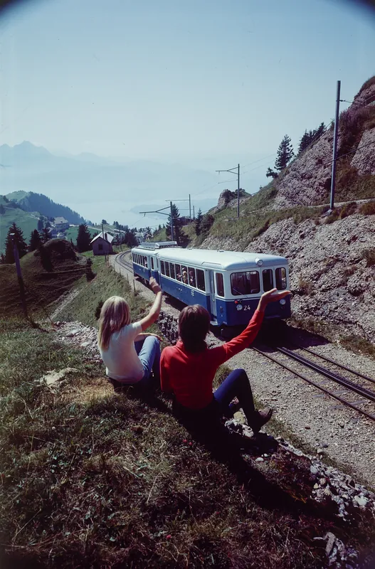 Between the Rigi Staffel and Rigi Kulm stations, Arth-Rigi Railway (08/1971)