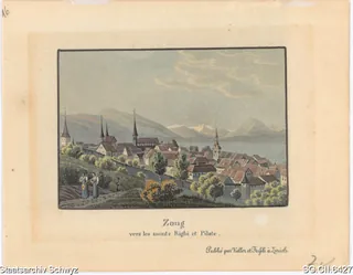 Stadt Zug gegen die Rigi und Pilatus (1820)