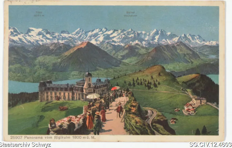Hotel Schreiber und Umgebung, Rigi-Kulm (1929)